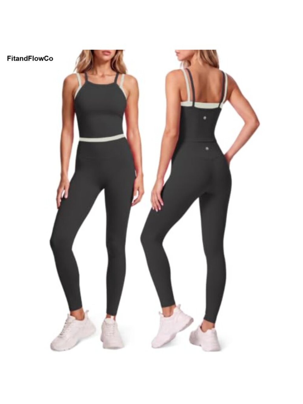 2 Piece Workout Set Padded Tank Top High Waist 7/8 Leggings Yoga Gym Activewear